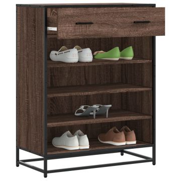 Gossi pantofar, stejar maro, 75x38x97,5 cm, lemn prelucrat/metal