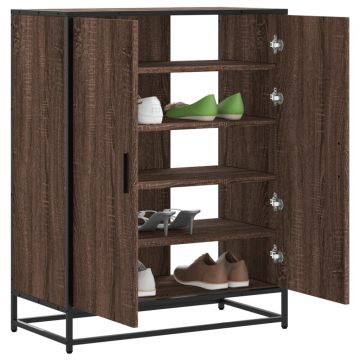Gossi pantofar, stejar maro, 75x38x97,5 cm, lemn prelucrat/metal