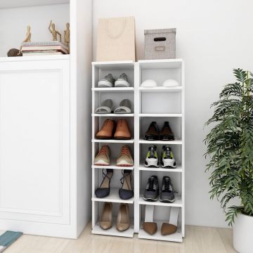 Gossi pantofare, 2 buc., alb, 27,5x27x102 cm, lemn compozit