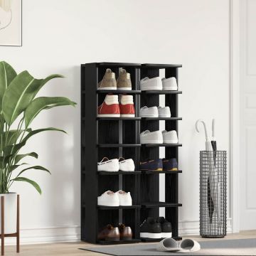 Gossi pantofare, 2 buc., stejar negru, 25x27x102 cm, lemn prelucrat
