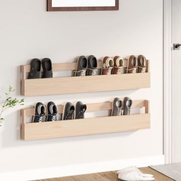 Gossi pantofare de perete, 2 buc., 110x9x23 cm, lemn masiv pin