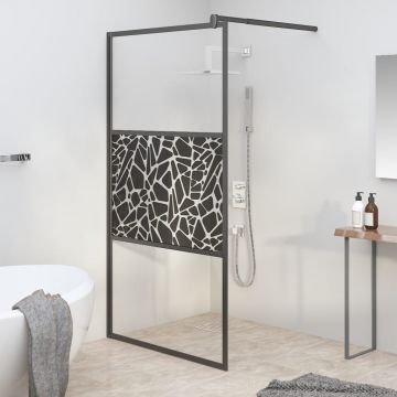 Gossi paravan de dus walk-in negru 100x195 cm sticla esg model piatra
