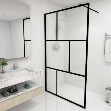 Gossi paravan de dus walk-in, negru, 115x195 cm, sticla securizata