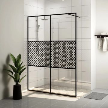 Gossi paravan de dus walk-in negru 140x195 cm sticla esg transparenta
