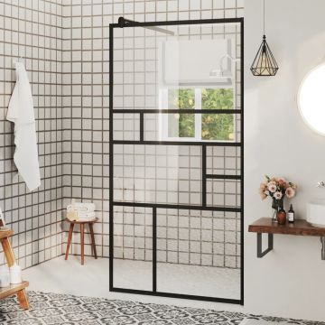 Gossi paravan de dus walk-in negru 80x195 cm sticla esg transparenta