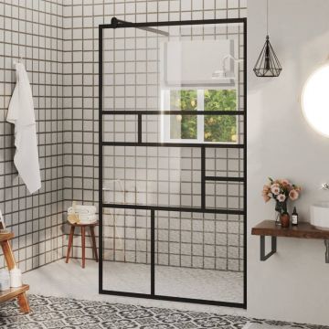 Gossi paravan de dus walk-in negru 90x195 cm sticla esg transparenta