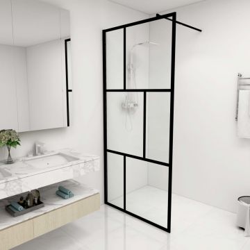 Gossi paravan de dus walk-in, negru, 90x195 cm, sticla securizata