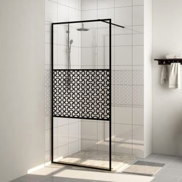 Gossi paravan dus walk-in, negru, 100x195 cm, sticla esg transparenta
