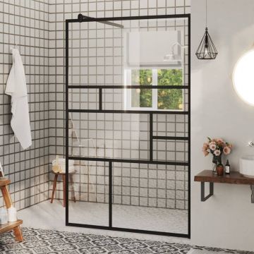 Gossi paravan dus walk-in, negru, 100x195 cm, sticla esg transparenta
