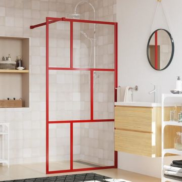 Gossi paravan dus walk-in, rosu, 100x195 cm, sticla esg transparenta