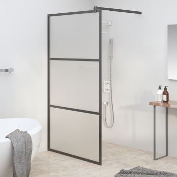 Gossi perete cabina dus walk-in negru 115x195 cm sticla esg semi-mata