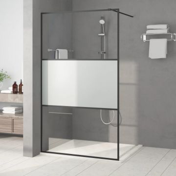 Gossi perete cabina dus walk-in negru 115x195 cm sticla esg semi-mata