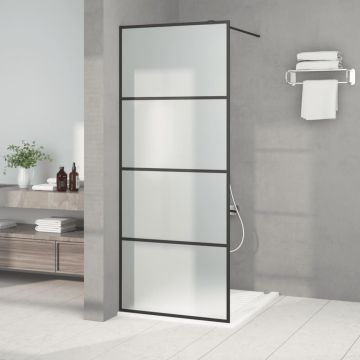 Gossi perete cabina dus walk-in negru 80x195 cm sticla esg mata