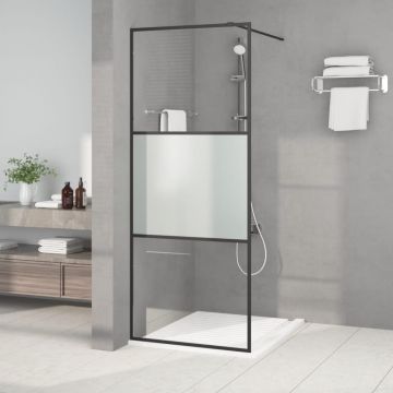 Gossi perete cabina dus walk-in negru 80x195 cm sticla esg semi-mata