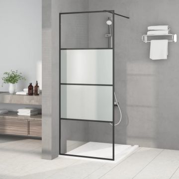 Gossi perete cabina dus walk-in negru 80x195 cm sticla esg semi-mata