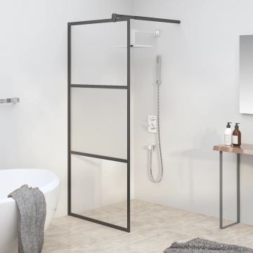 Gossi perete cabina dus walk-in negru 80x195 cm sticla esg semi-mata