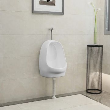Gossi pisoar de perete cu supapa pentru spalare, alb, ceramica