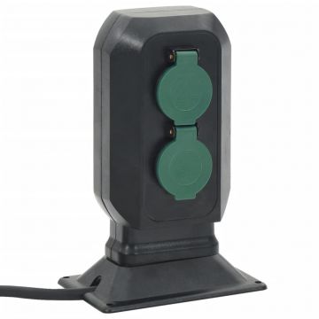 Gossi priza de exterior cu tarus si 4 cai, negru/verde, 15,5x11x24 cm