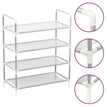 Gossi raft incaltaminte 4 etajere, argintiu, metal si textil netesut