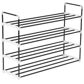 Gossi raft incaltaminte cu 4 etajere din metal si plastic, negru