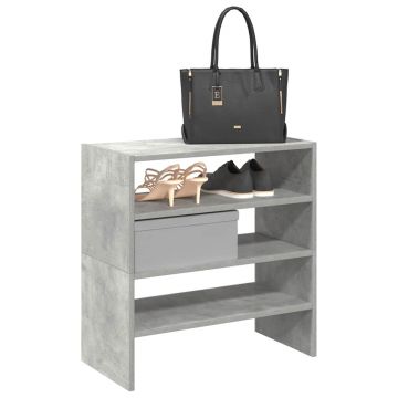Gossi rafturi de pantofi 2 buc stivuibile beton gri 60x30x30,5 cm