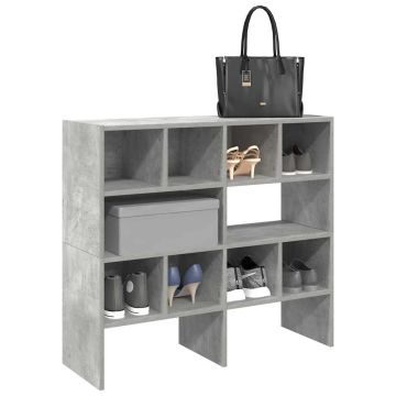Gossi rafturi de pantofi 2 buc stivuibile beton gri 89,5x30x40 cm