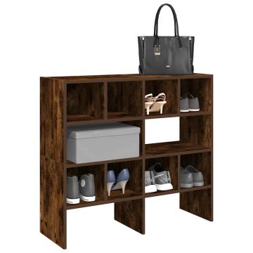 Gossi rafturi pantofi 2 buc stejar afumat stivuibil 89,5x30x40 cm