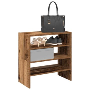 Gossi rafturi pentru pantofi 2 buc lemn vechi stivuibil 60x30x30,5 cm