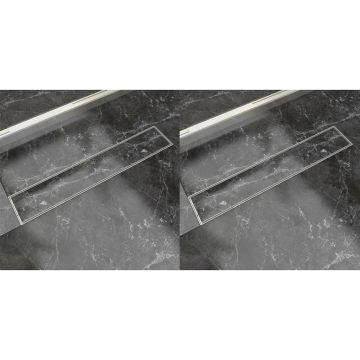 Gossi rigola liniara de dus 2 buc., 630 x 140 mm, otel inoxidabil