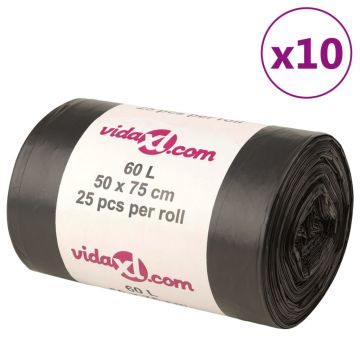Gossi saci de gunoi 250 buc. negru 60 l