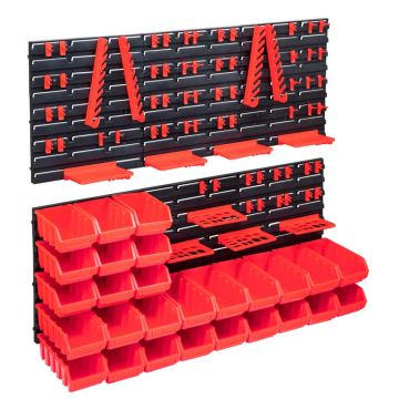 Gossi set cutii depozitare 103 piese cu panouri de perete, rosu&negru