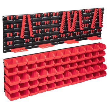 Gossi set cutii depozitare 136 piese cu panouri de perete, rosu&negru