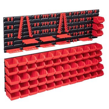 Gossi set cutii depozitare 141 piese cu panouri de perete, rosu&negru