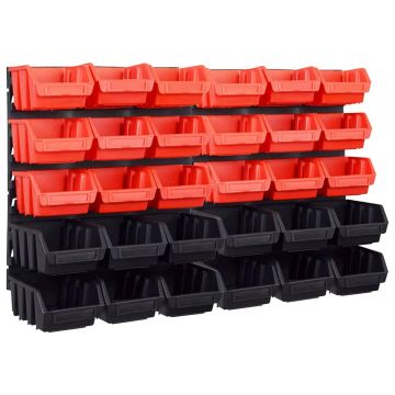 Gossi set cutii depozitare 32 piese cu panouri de perete, rosu&negru