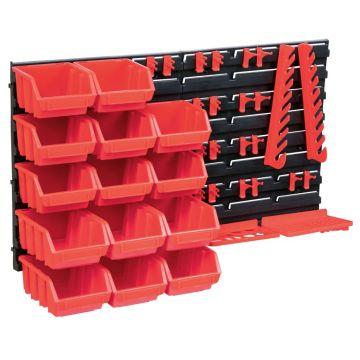 Gossi set cutii depozitare 39 piese cu panouri de perete, rosu&negru
