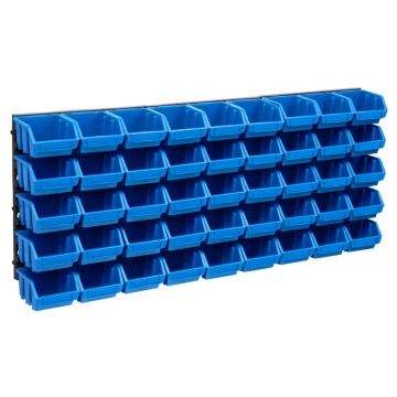 Gossi set cutii depozitare, 48 piese, panouri perete, albastru&negru