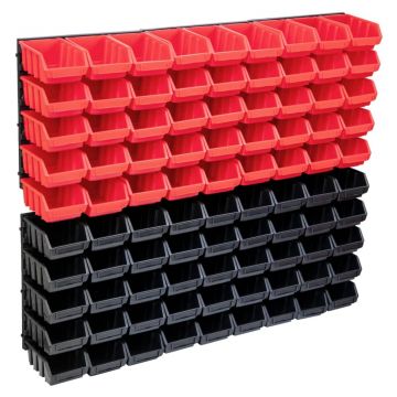 Gossi set cutii depozitare 96 piese cu panouri de perete, rosu&negru