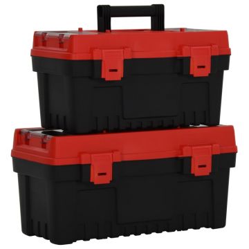 Gossi set de cutii de scule, 2 piese, negru si rosu, polipropilena