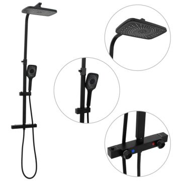 Gossi set de dus cu doua capete, mixer si furtun, negru, alama