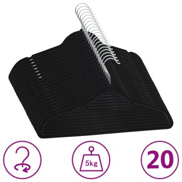 Gossi set de umerase anti-alunecare, 20 buc., negru, catifea
