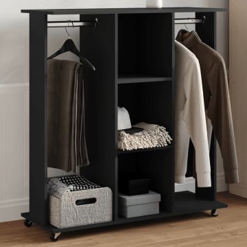 Gossi sifonier cu roti, negru, 102x38x110 cm, lemn prelucrat