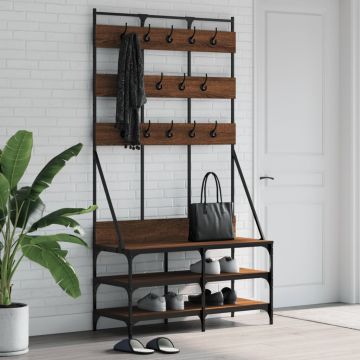 Gossi suport de haine cu raft pantofi, stejar maro, 100x40x184 cm