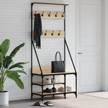 Gossi suport de haine cu raft pantofi, stejar sonoma, 80x40x184 cm