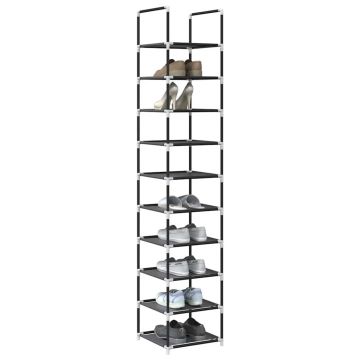 Gossi suport pantofi 10 niveluri negru 33x33x174 cm tesatura netesa
