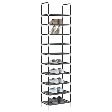 Gossi suport pantofi 10 niveluri negru 44x28x180 cm tesatura netesa