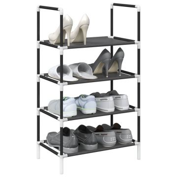 Gossi suport pantofi 4 niveluri negru 44x28x77 cm tesatura netesa