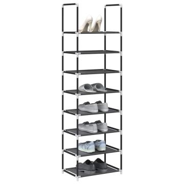 Gossi suport pantofi 8 niveluri, negru, 44x28x145 cm, tesatura netesa