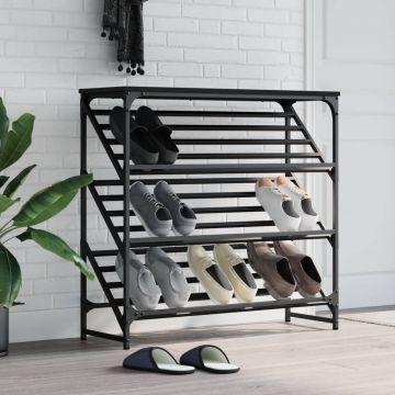 Gossi suport pantofi, negru, 90x30x85 cm, lemn prelucrat