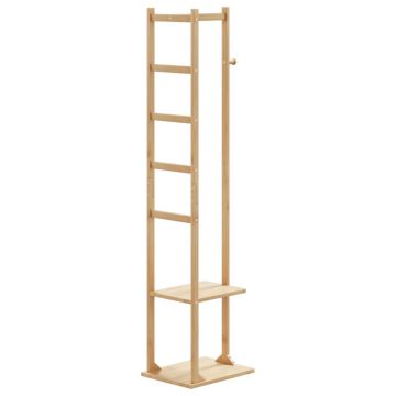 Gossi suport pentru haine cu carlige si rafturi 38,5x30x156 cm bambus