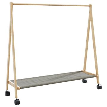 Gossi suport pentru haine cu rafturi si roti 106x34x106,5 cm bambus